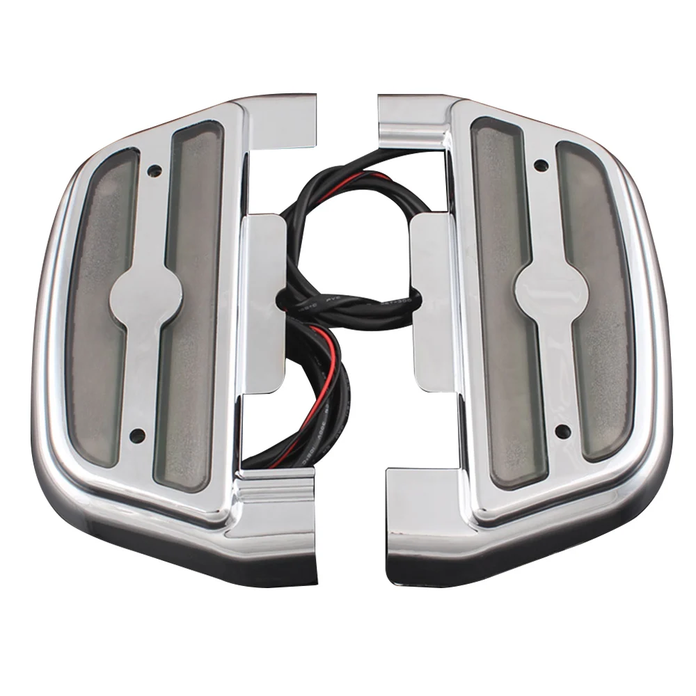 

White LED Lighted Rear Footrest Passenger Floorboard Cover For Harley Touring Street Road Electra Glide Softail Trike Models