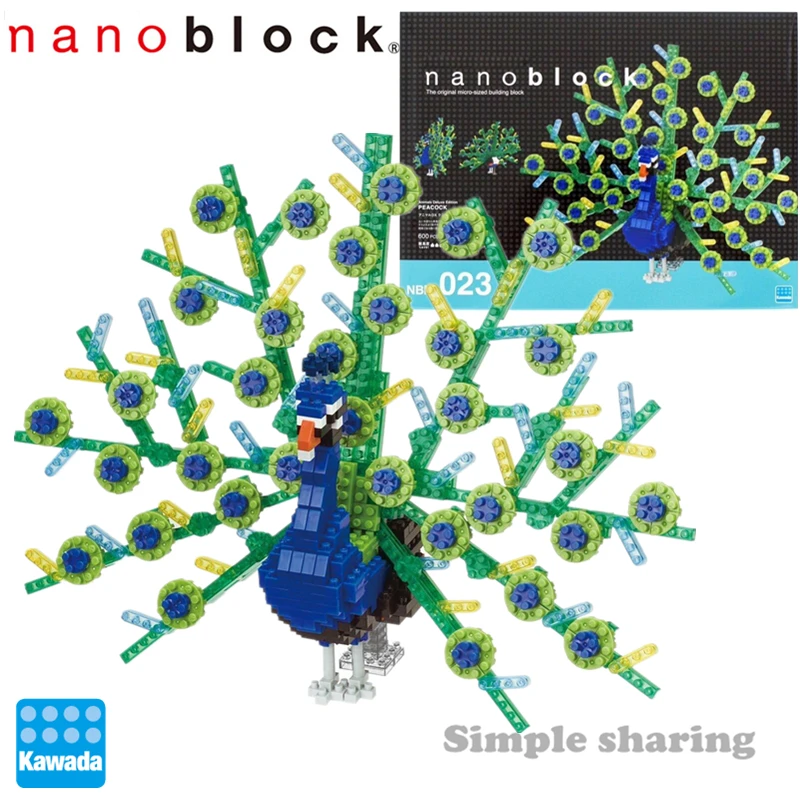 Kawada Nanoblock NBM023 Павлин строительные блоки фигурки животных игрушки Кирпичи 600 штук