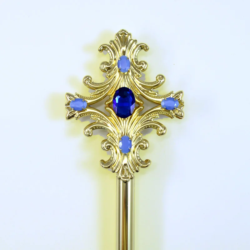 MK035 Позолоченные Стразы в стиле Креста с цветными кристаллами модные скипетры