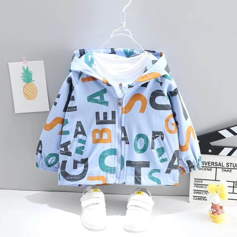 

Children Spring Autumn Letter Printing Hooded Jacket Kids Long Sleeve Zipper Casual Coat Baby Boy Girl Vitality Fashion Clothing