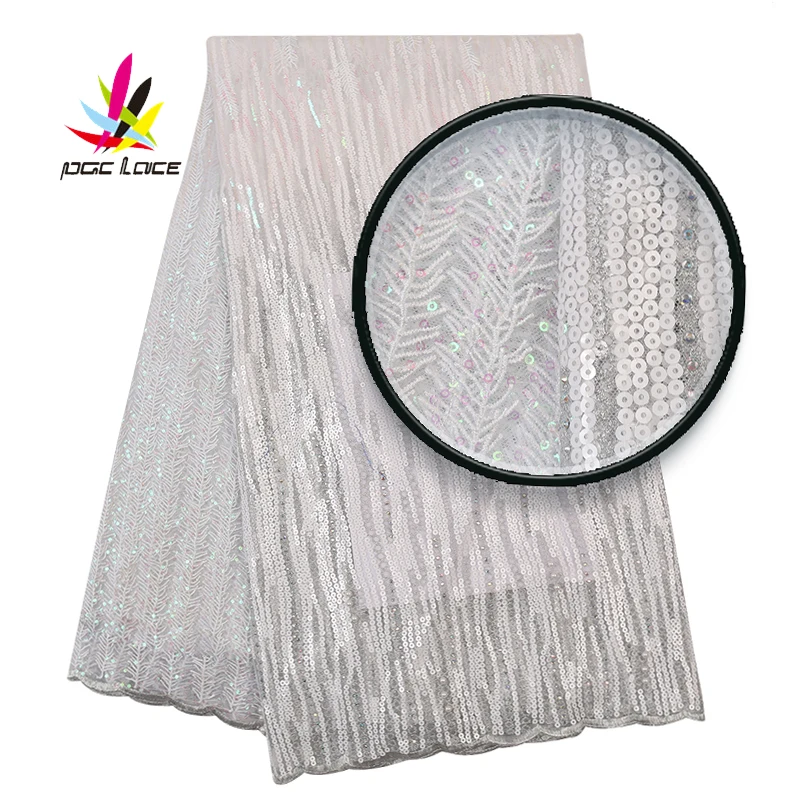 

2019 New Nigerian Lace Fabrics African White Lace Fabric High Quality French Embroidery Lace Material For Women Dress XZ2986B-6