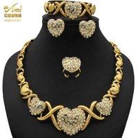 aniid xoxo heart necklace sets for womens gold colour pakistani jewelry wedding bridal earrings african nigerian dubai brazilian