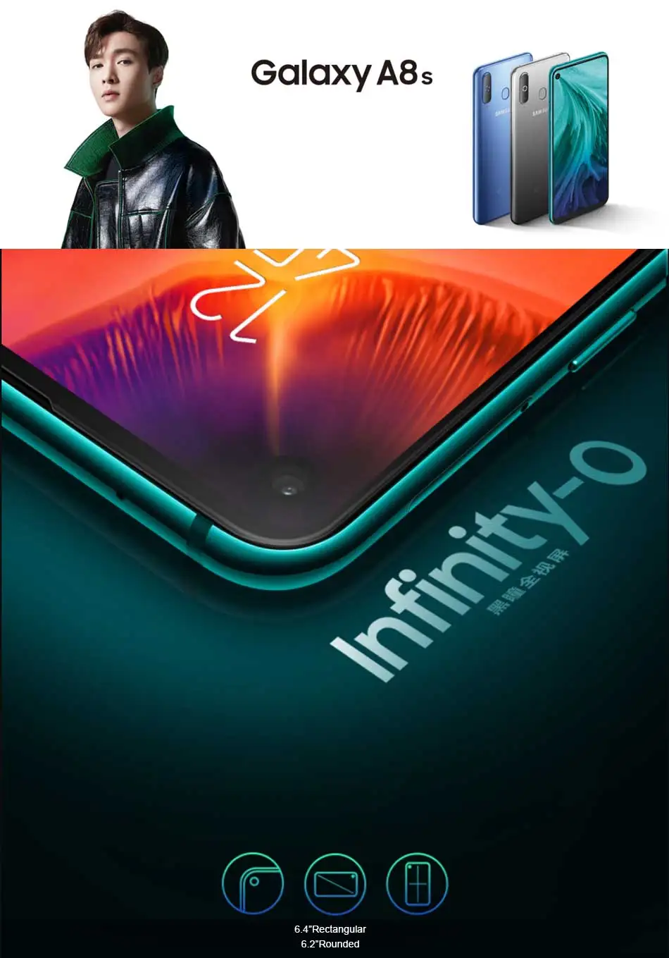 6,4 дюймовый мобильный телефон samsung Galaxy A8s 6 ГБ 128 ГБ SM-G8870 Восьмиядерный процессор Snapdragon 710 с тройной камерой NFC Android-смартфон
