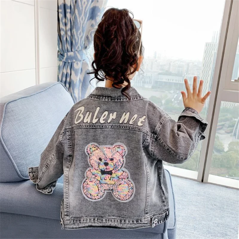 

Girls Jacket 2021 New Girl Cartoon Denim Jacket for Girls Clothes Spring and Autumn Children's Denim Jacket