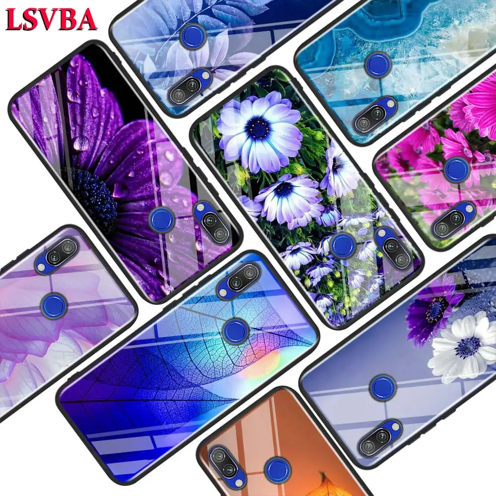 Черный глянцевый чехол с цветами и листьями для Xiaomi Redmi Note 8 7 6 5 4X 4 K20 Pro 7A 6A S2 5A Plus