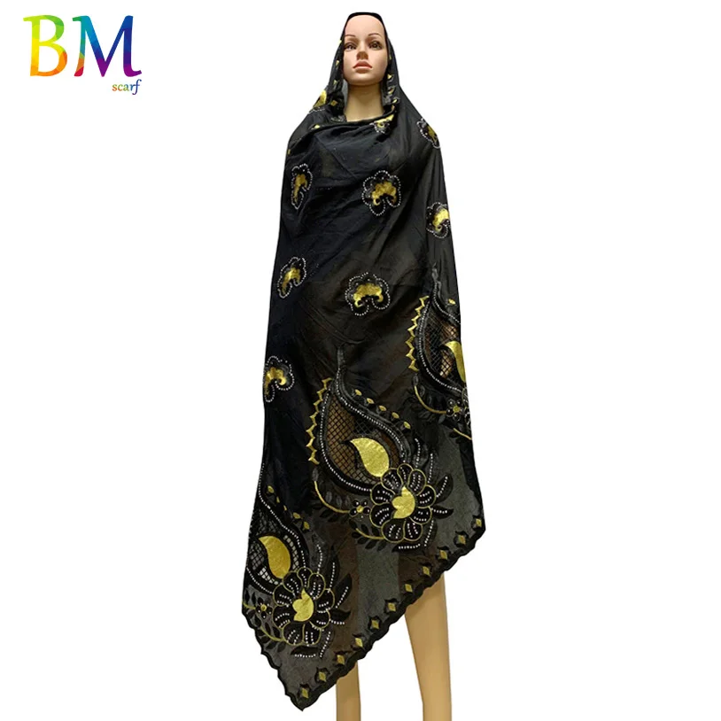 Высококачественный Африканский женский хлопковый шарф с шелковой вышивкой