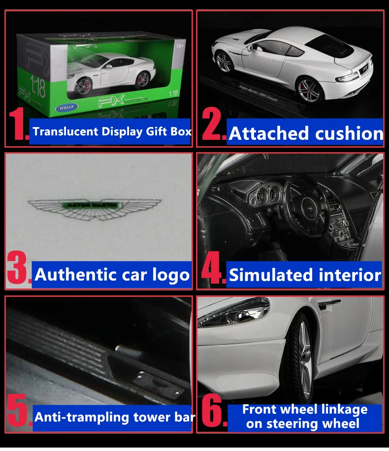 Welly 1:18 Aston Martin db9 сплав модель автомобиля Моделирование Украшение коллекция