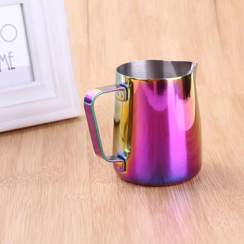 Colorful 350ml 350 мл/600 мл, кувшин для вспенивания из нержавеющей стали, чашка с цветами для капучино, кофе, молока, кружки для вспенивания молока со шкалой и латте - Цвет: Colorful 350ml