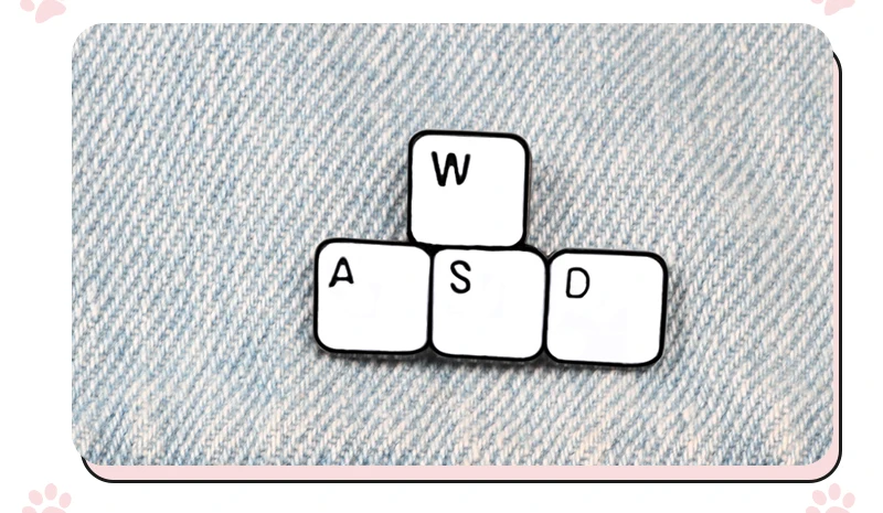 WASD игровая клавиатура брошь забавные буквы компьютерная игра Управление клавиатура Эмаль Булавка джинсовая рубашка кнопка лацкан булавка программист подарок