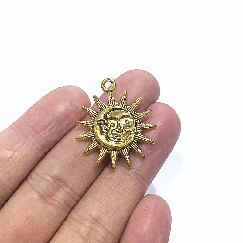 

12pcs Sun and Moon Charms Pendants Antique Gold Tone, Diy Handmade Women Necklace Aesthetic Accessories,Findings Jewelry Making