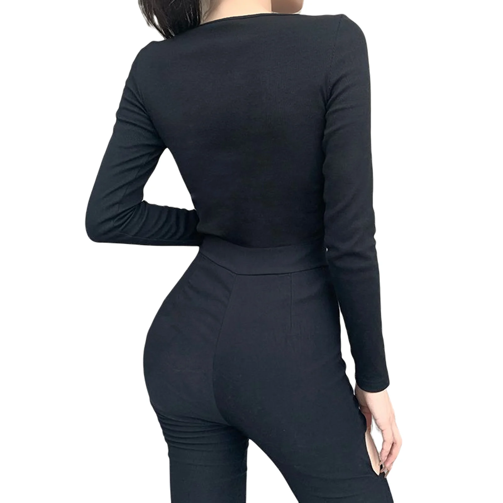 Новинка 2021 женская футболка с длинным рукавом однотонная модная Женская