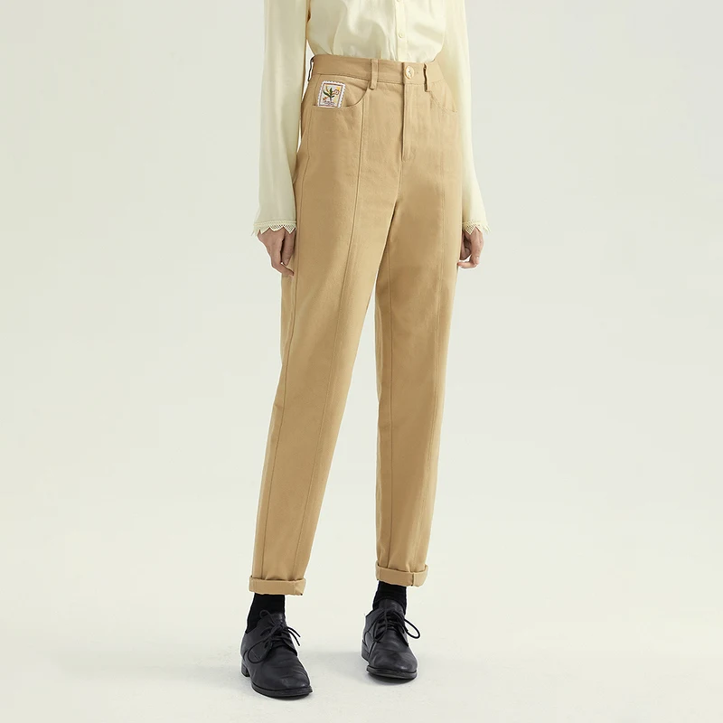 INMAN/женские брюки осень-зима в стиле ретро с надписью забавная вышивка карманом