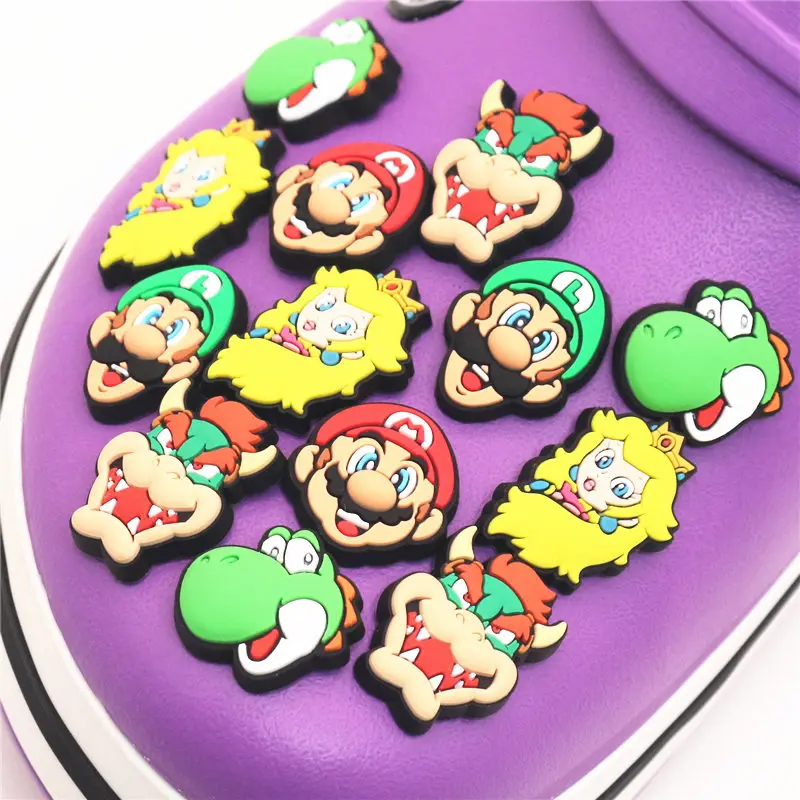 Free shipping 6pcs/set Cartoon Croc Charms PVC Novelty Shoe Accessories Shoe Decoration Buckle fit JIBZ Party X-mas Kids Gift