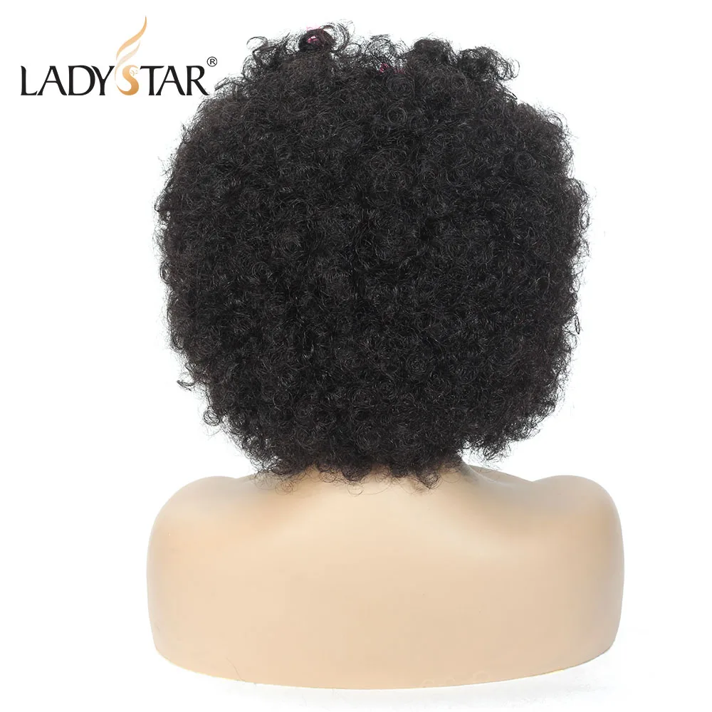 LADYSTAR афро кудрявые u-части парик человеческие волосы парики бразильские Remy человеческие волосы парики 10 дюймов для черных женщин