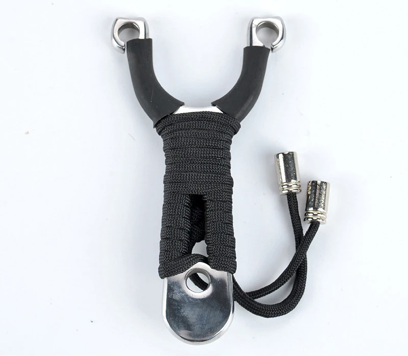 

New Stainless Steel Slingshot Traditional Titanium Flat Leather Catapult Outdoor Toys
