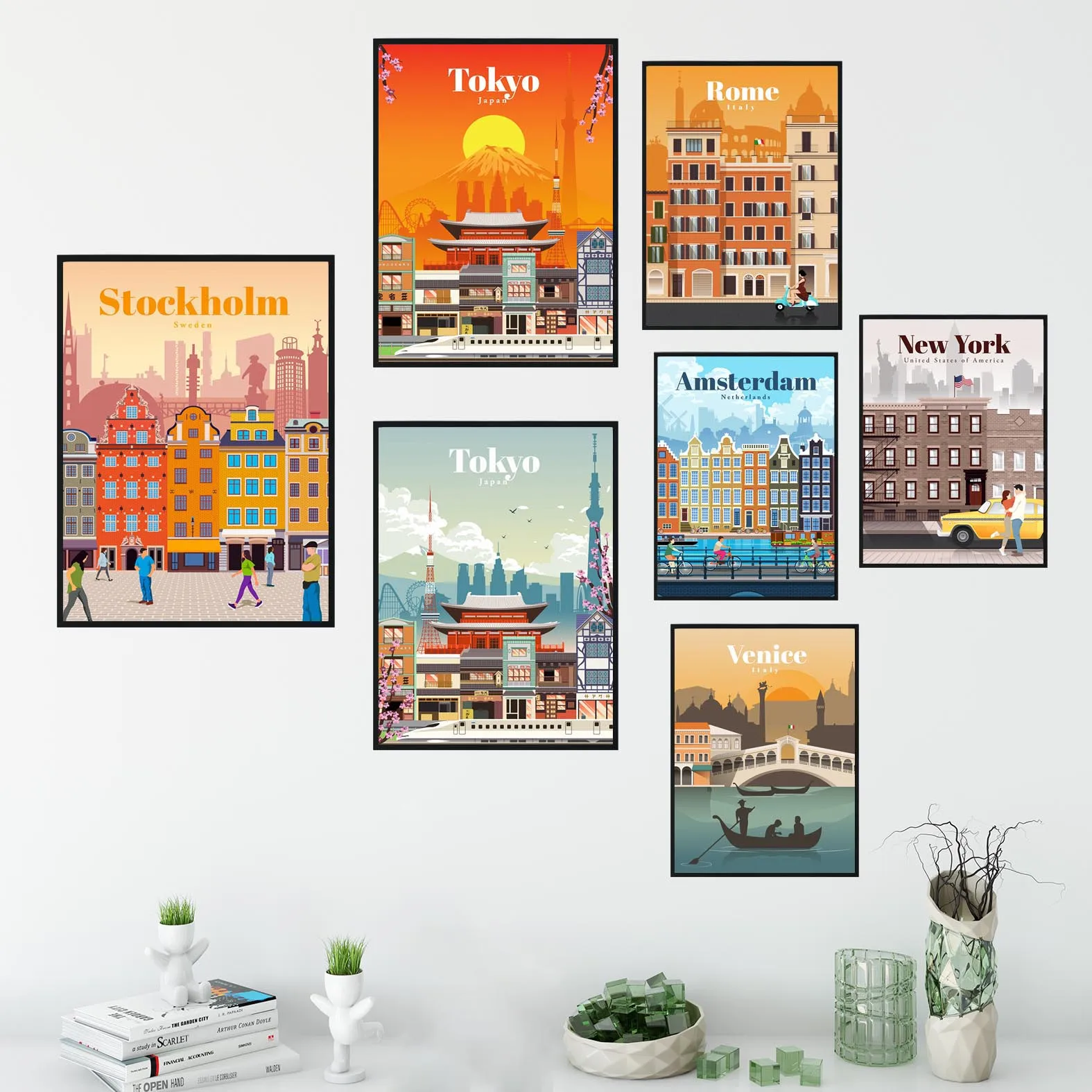 Полноразмерная Алмазная 5d картина с изображением мультяшного города Нью Йорка