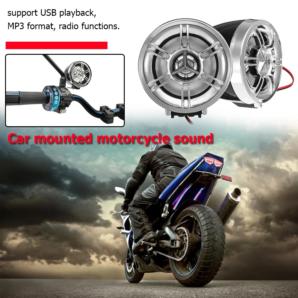 

Portable Motorcycle Bluetooth-compatible Sound Speakers FM Radio MP3 Player Audio System Motorcycle Electronic Accessory