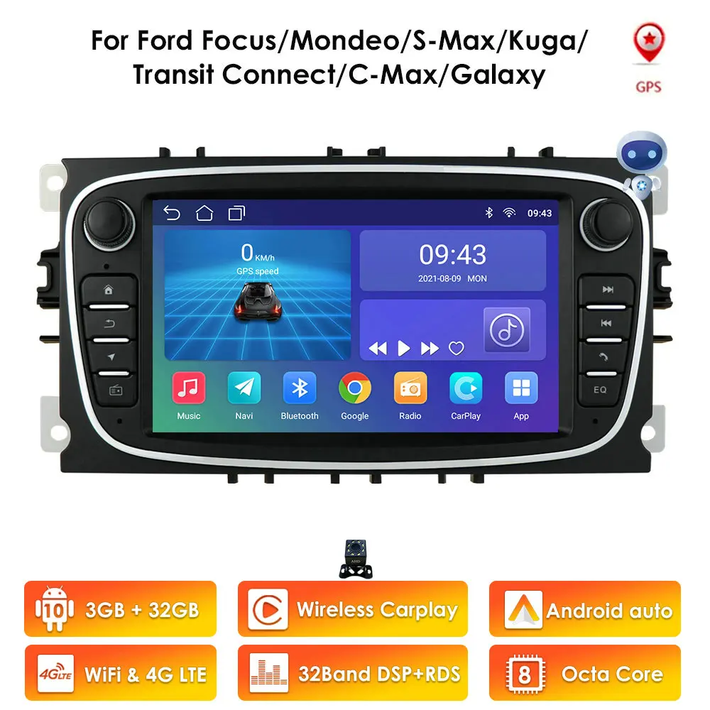 Hizpo автомобильный мультимедийный плеер Android 10 GPS Авторадио 2 Din для