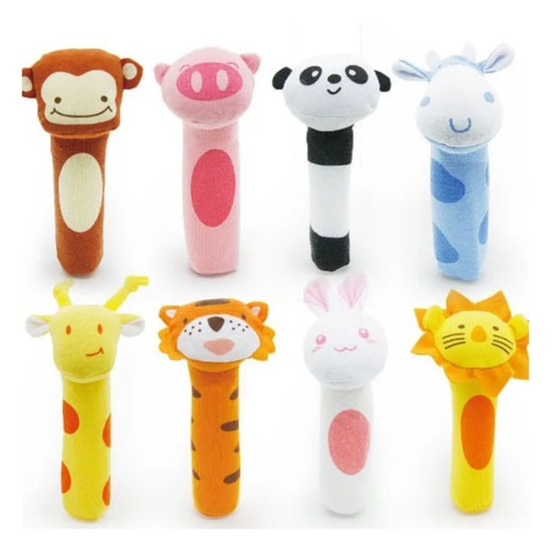 hot! Itty Bitty 13cm Baby Rattle Stuffed Plush Doll Toy BIBI Bar Stick pig Animal Squeaker Toys Infant Hand Puppet Enlightenment
