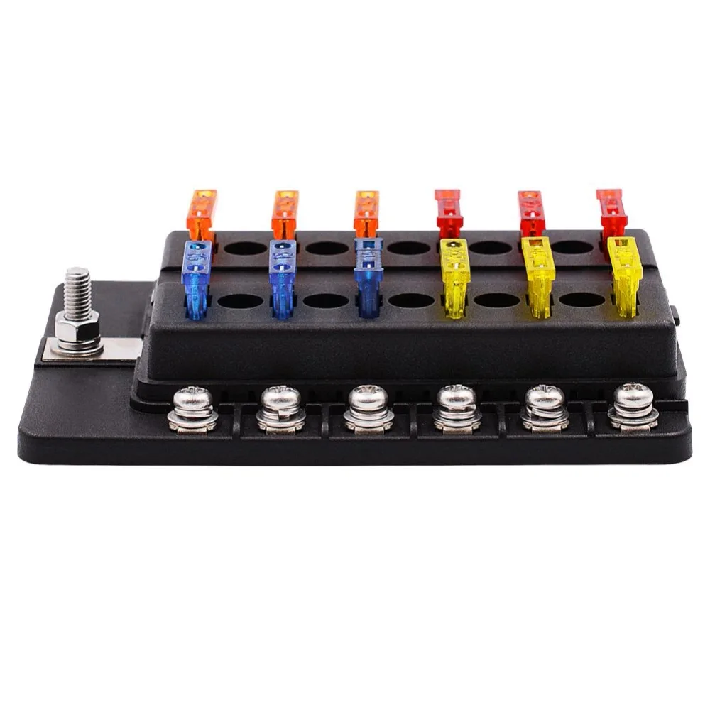 12 Way Blade Fuse Box Block Holder With LED Warning Light Kit 12-32V CZ | Автомобили и мотоциклы