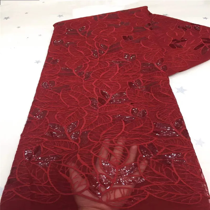 

Новейшая красная африканская кружевная ткань 2021, Высококачественная модная вышивка блестками, французская Тюлевая кружевная ткань для ниг...