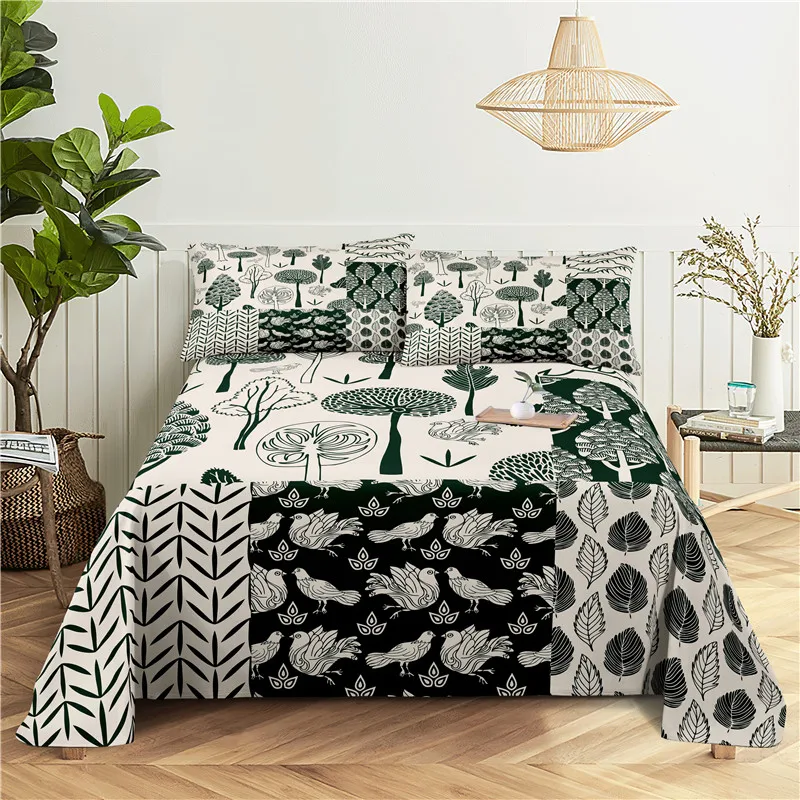 

Forest Pattern 0.9/1.2/1.5/1.8/2.0m Digital Printing Polyester Bed Flat Sheet With Pillowcase Print Bedding Set
