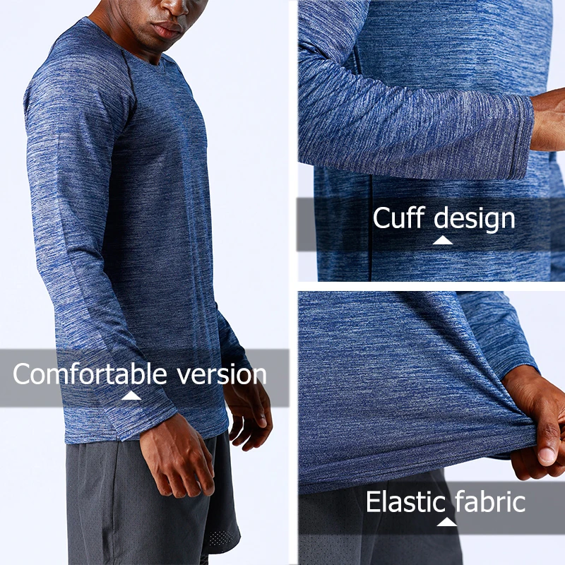 Gym T Shirt Mens Sport Quick Dry Fitness Running Men Sportswear Bastetball Athletic Soccer Clothing Tops Long Sleeves | Спорт и
