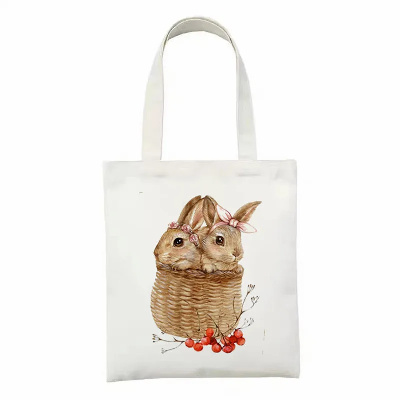 

Female Tote Bag Funny Cat Printed Ladies Handbags Harajuku Aesthetics Canvas Printing Kawaii Animal Reusable Shoulder Bags