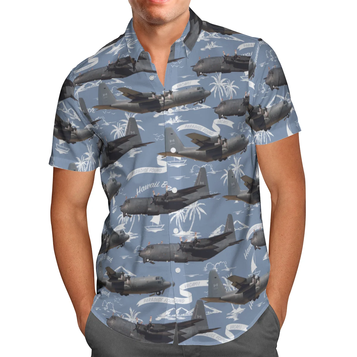 

Grey airplane 3D Beach Hawaiian 2021 Summer Men's Shirt Short Sleeve Shirt Streetwear Oversized 5XL