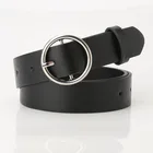 Ремень с золотистой пряжкой Женский, универсальный модный простой ремень с круглой пряжкой для джинсов для студентов