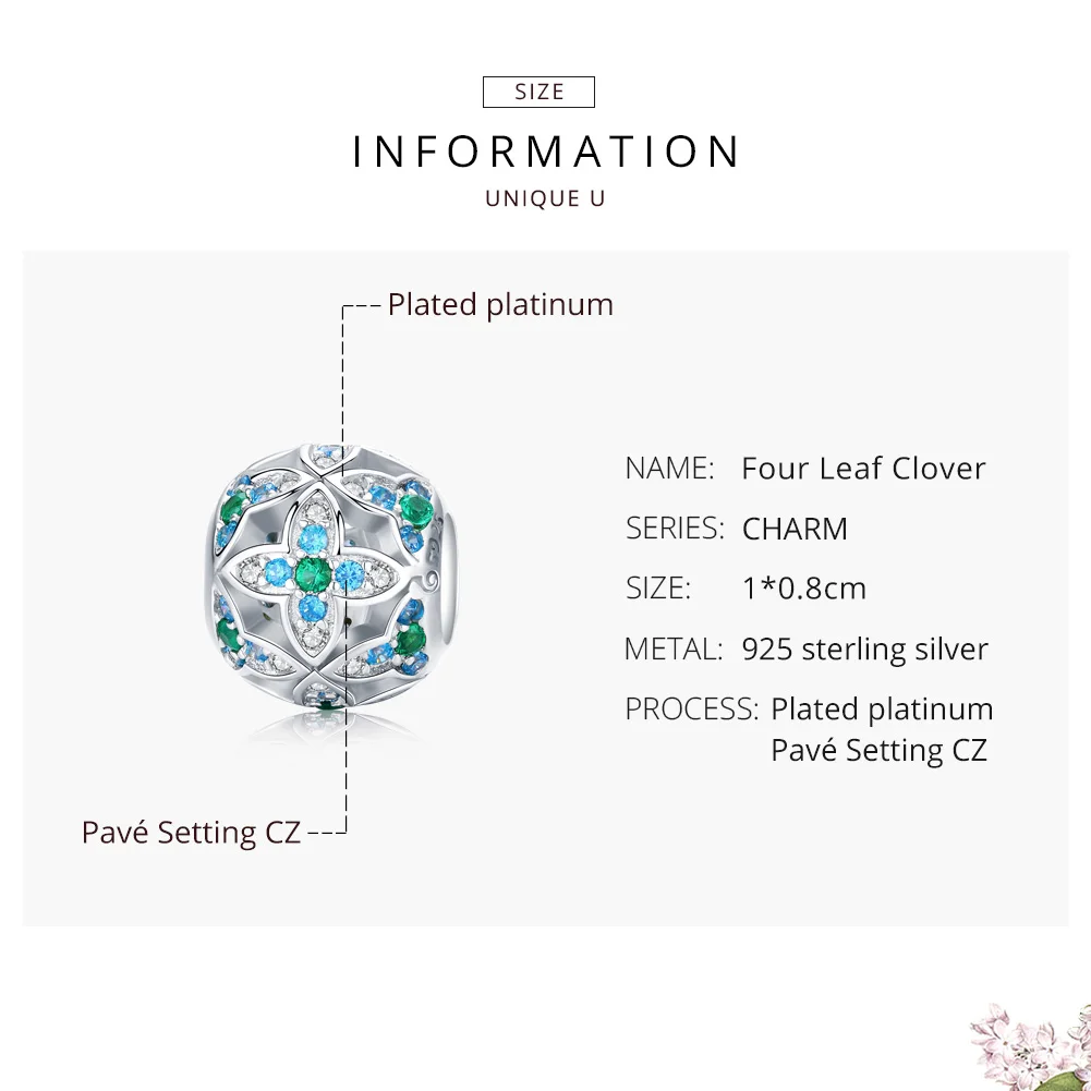 Бусина-Шарм для браслета из серебра 925 пробы с зеленым цветком | Украшения и