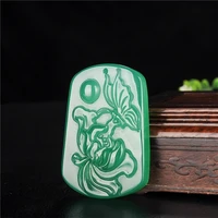natural green chalcedony hand carved lotus jade pendant fashion boutique jewelry for men and women lotus necklace gifts
