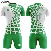 customized 100polyester soccer uniforms green training retro vintage team football jerseys