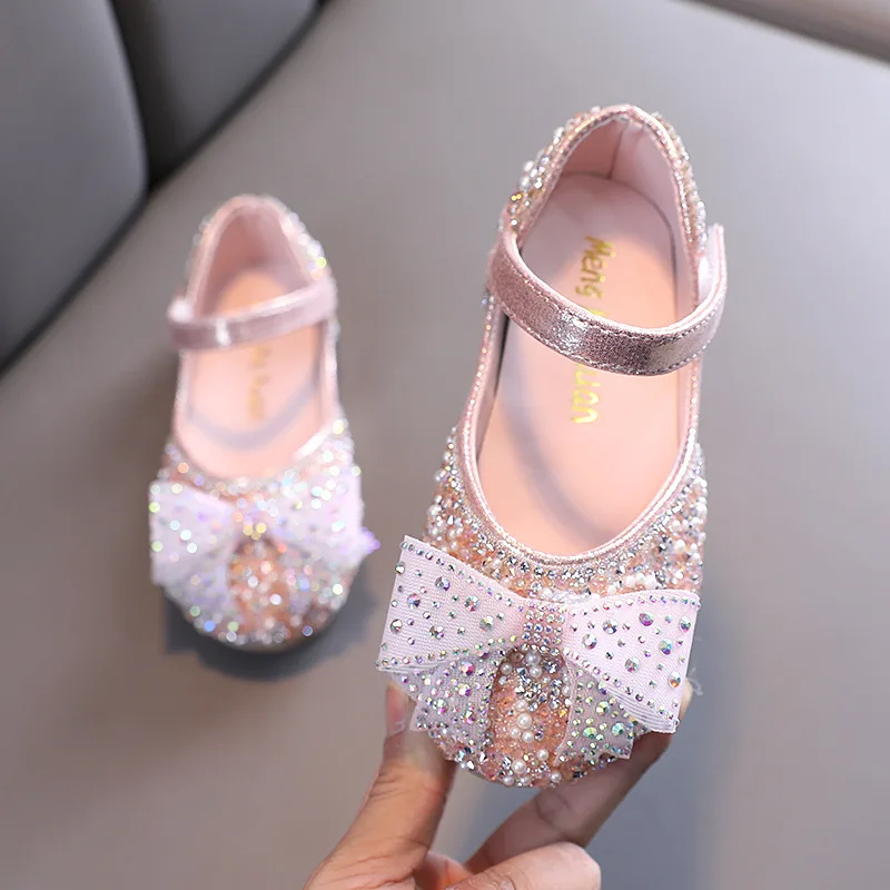 

Summer Girls Sandals Children Shoes Fashion Bowknot Rhinestone Birthday Party Princess Shoes Outdoor Non-slip Kids Beach Sandals