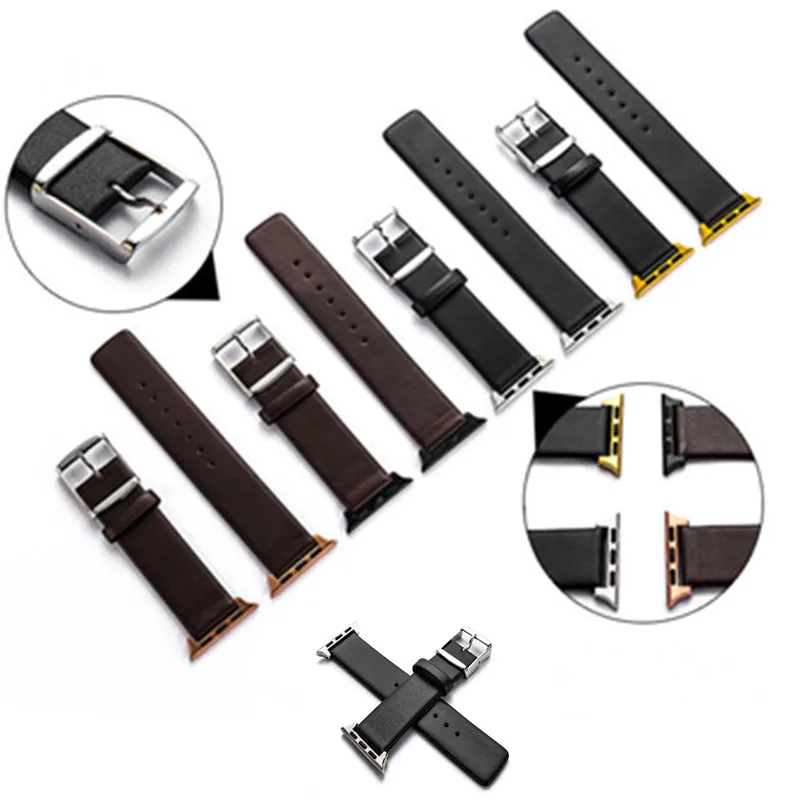 

38/42/41/45/40/44mm Ultra-thin Genuine Leather Watch Band Strap For Apple Watchband 3/4/5/6/7 For Iwatch Smart Strap Replace