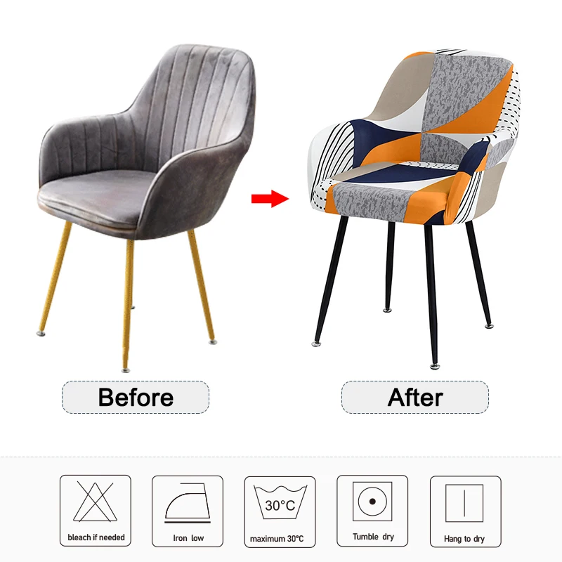 Printed High Arm Chair Cover Stretch Armchair Scandinavian Covers Dining Chairs For Living Room Bar Hotel Home Decor |