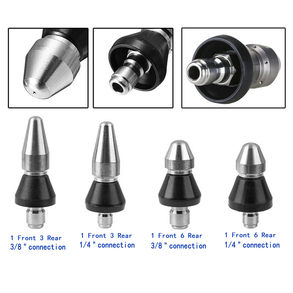 1 Front 6 Rear/3Rear 1/4＂3/8＂ Quick High Pressure Washer Sewer 6Jet Washing Machine Drain Cleaning Pipe Dredging Nozzle | Дом и сад