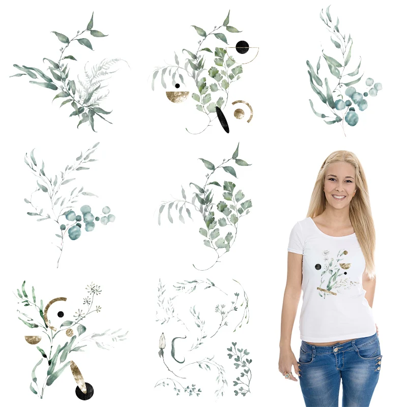 Листья растений цветы Заплатки на гладильную доску Наклейки ткани для ручного творчества Аппликация Одежда Перенос тепла ПВХ-заплатка.