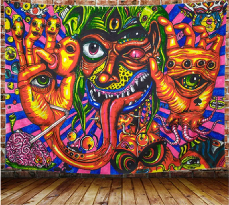 Психоделические крепление гобелен с монстром искусства на стене дома Одеяло