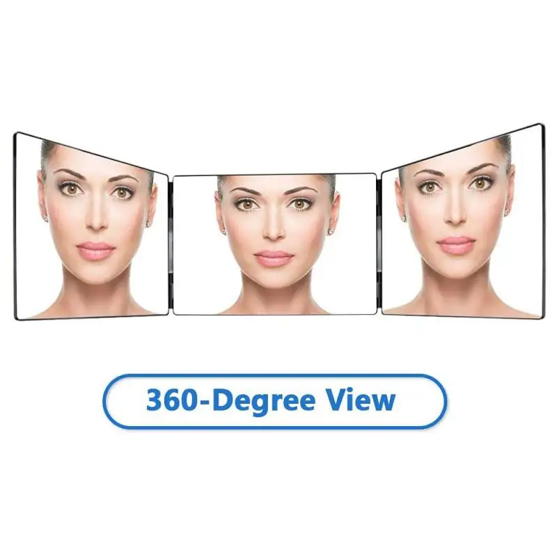 

Retractable hanging three-sided folding makeup mirror, freely adjustable shaving and hairdressing mirror, three-fold mirror