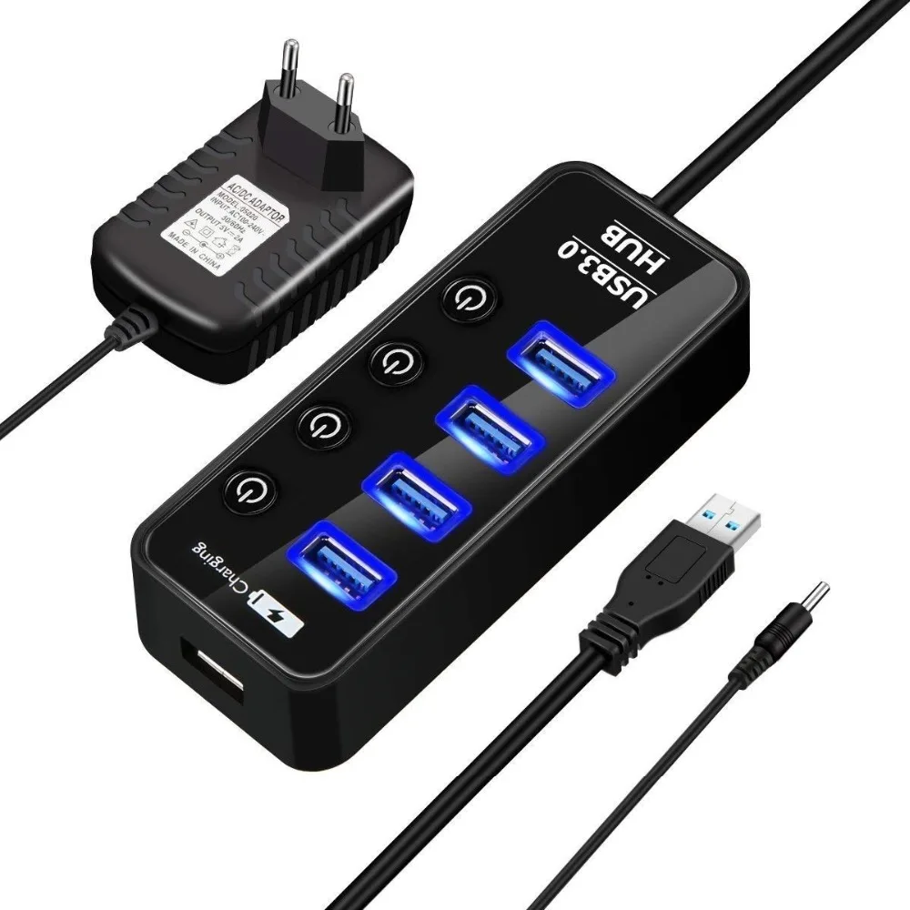 Высокоскоростной 4 портовый концентратор USB 3 0 разветвитель питания ed с 1 портом