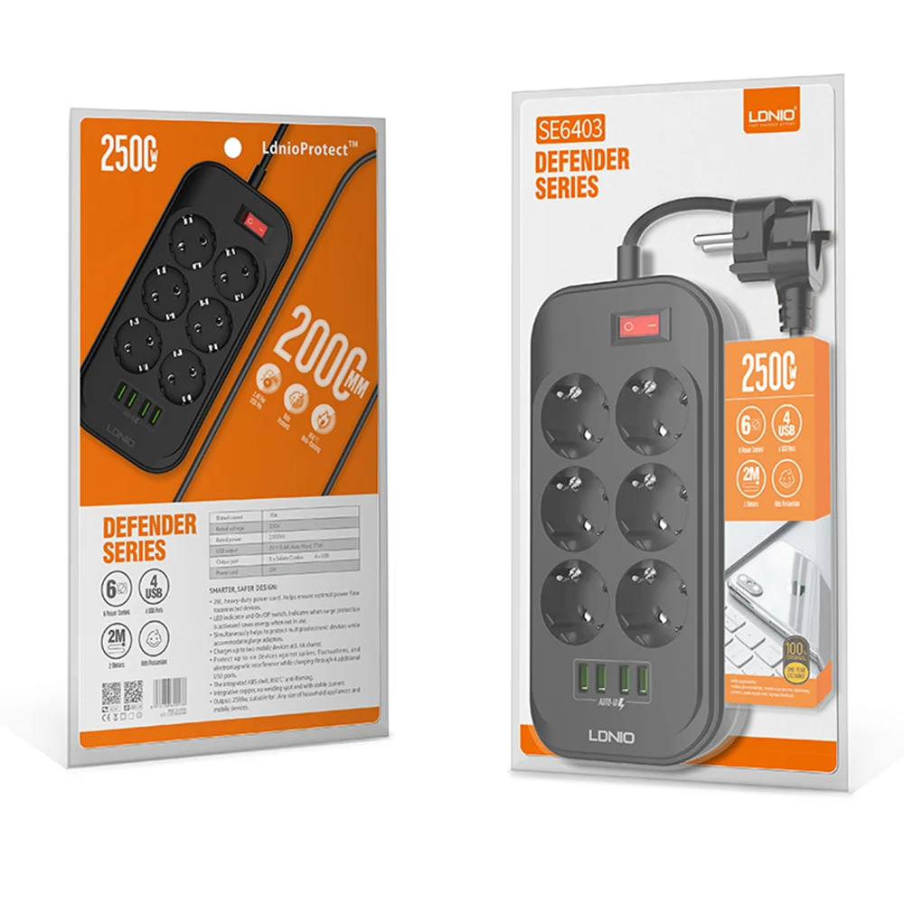 LDNIO ЕС Smart USB Мощность полосы Настольный Смарт электрические розетки 3 разъем 6