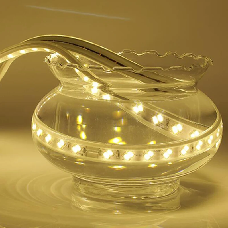 

Remote Dimmable LED Strip Lights AC 220V 240V IP66 SMD5730 Flexible Tape Diode Lamp For Home Garden Room Decor Warm + Cool White