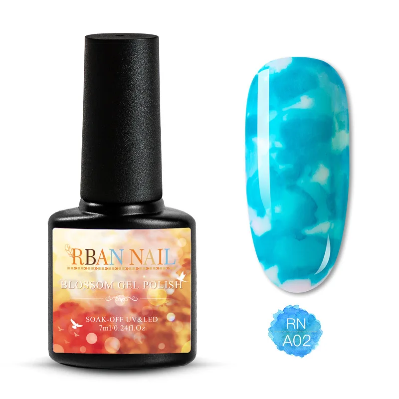 Z142 RBAN NAIL 8 мл Цветущий Гель-лак для ногтей акварельные чернила эффект дыма мрамор смазывание Lquid градиентный лак Гель-лак для творчества маникюр - Цвет: Z142