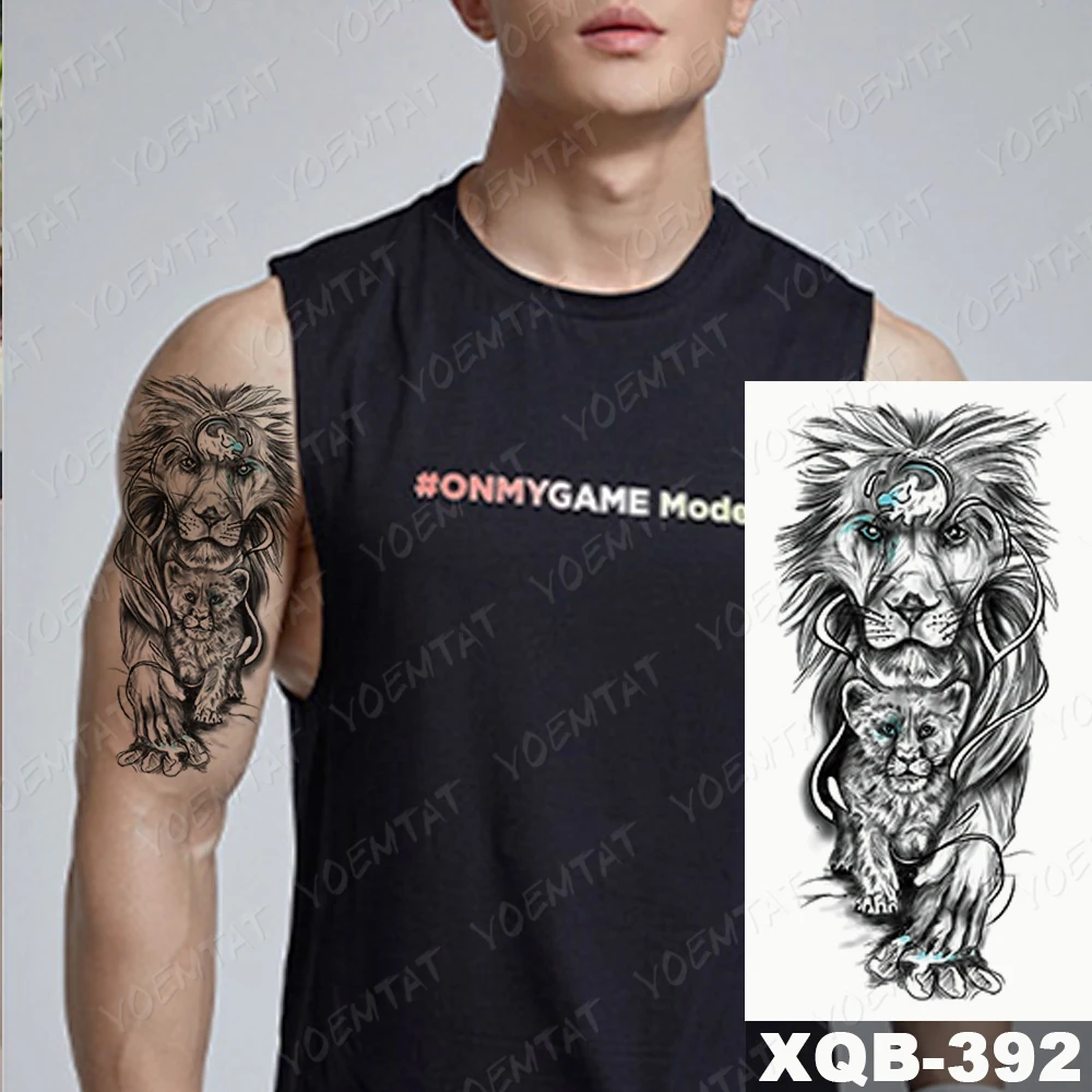 

Waterproof Tattoo Sticker Wolf Tiger Compass Forest Tattoos Cross Prayer Skull Body Temporary Tatto Fake Sleeve Tatoo Women Men