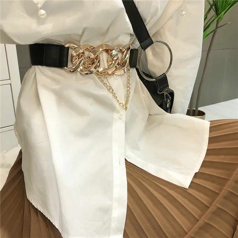 

Belts for Women 2021 Fashion Width Belt Gold Chain Belt Elastic Band Metal Belt Ladies Jacket with High Quality Elastic Belt Gg