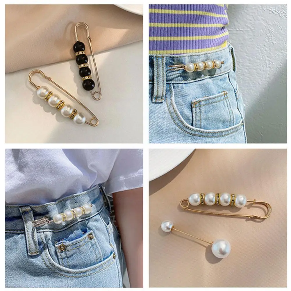 

1pc Delicate Pearl Brooches Pins For Women Dress Anti-Glare Brooch Rhinestone Pins Buckle Accessories Hijab Decoration Pin E3T0