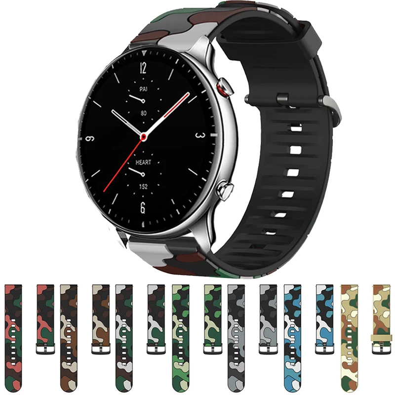 

Ремешок силиконовый Камуфляжный для смарт-часов Xiaomi Huami Amazfit GTR 2/GTR 47 мм, ремешок 22 мм, сменный ремешок для Amazfit Stratos 2