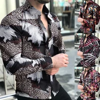2021 fashion spring autumn men shirt long sleeve printed cotton blend turn down collar buttons top streetwear