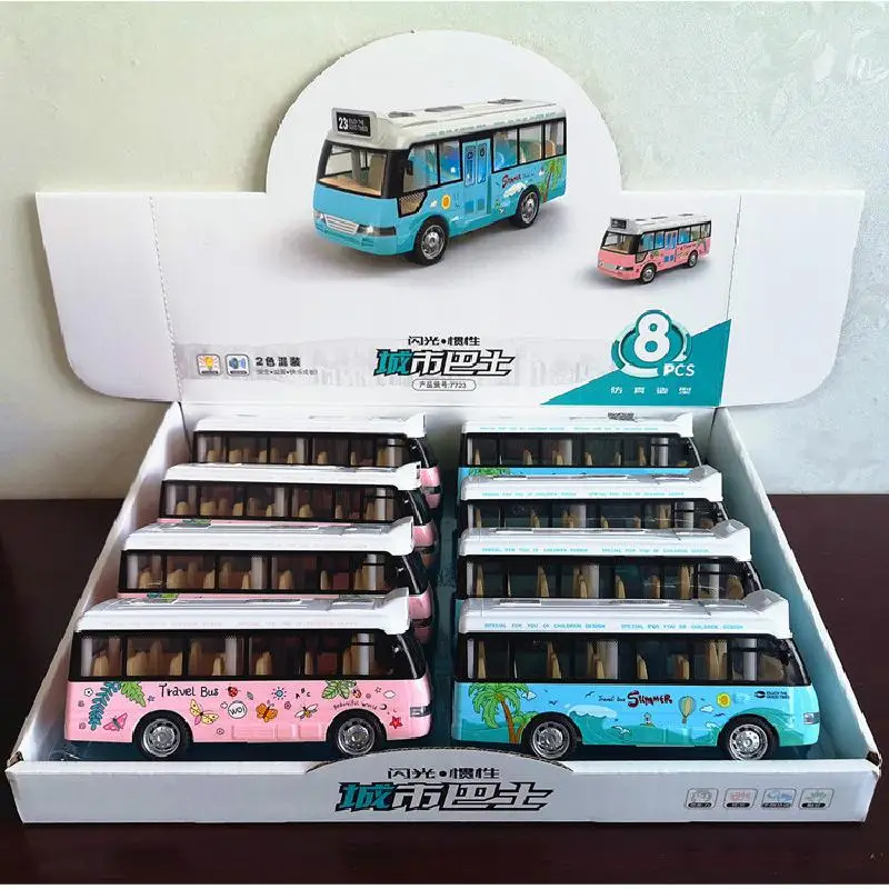 

Single Deck Bus Sound And Light Return Car Model Children's Toys With Lights Christmas New Gifts Birthday Gifts Toy Cars